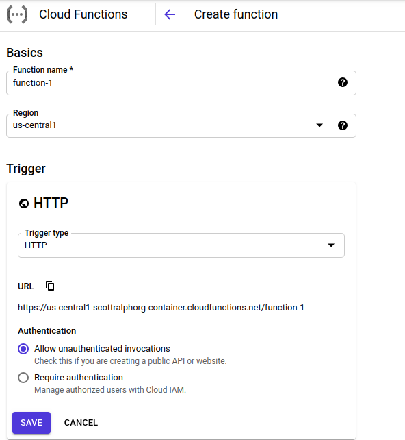 Creating Cloud Function